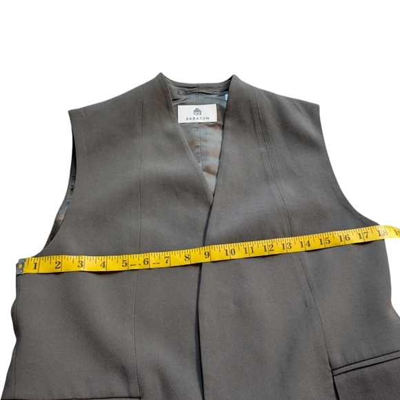 Aritzia Babaton Expert Vest Relaxed Open-front Crepe Vest Dark Olive Women's XS - Picture 12 of 13